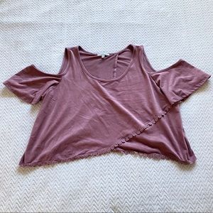 Charlotte Russe Purple Velvet Off Shoulder Top